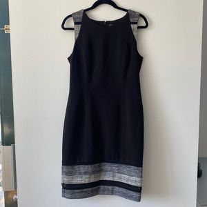 White House Black Market Shift Dress with Stripe and Lattice Detail